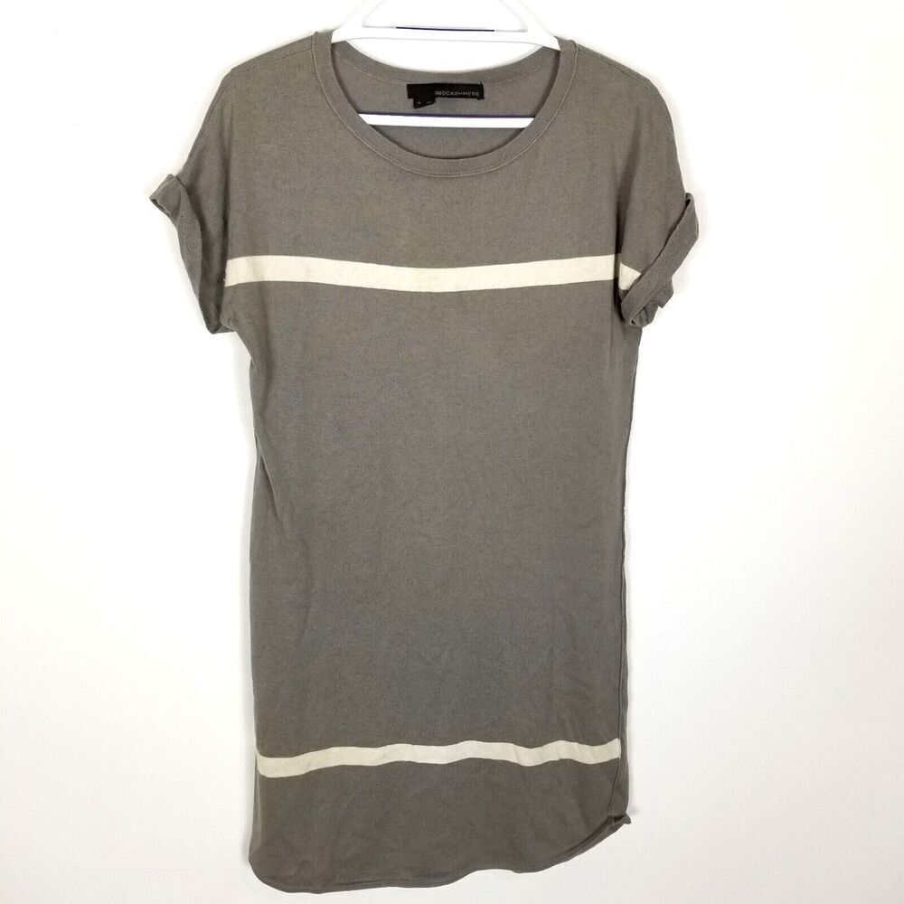 360 Cashmere‎ Women Cotton Cashmere Knit Dress Size S Gray Short Sleeve